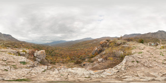 Demerdzhi mountain and Funa Fort in Autumn 360° Panorama