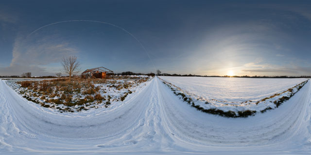 East Farndon to Lubenham Road in the snow 360° Panorama