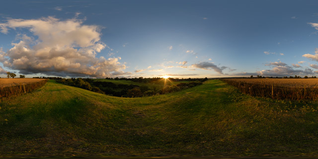Hill near East Farndon at Sunset 2 360° Panorama