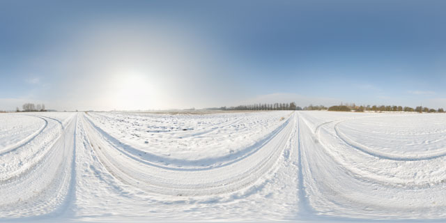 Lubenham to East Farndon Road in the snow 360° Panorama