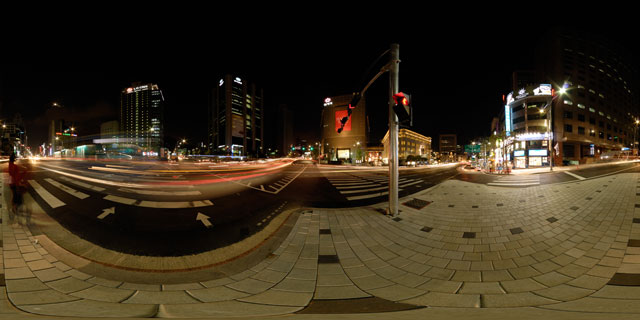 Seoul at night – Banpo-ro and Toegyero intersection 360° Panorama