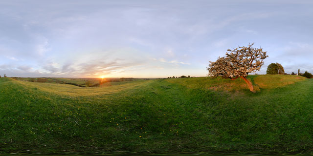 Spring sunset from East Farndon hill 360° Panorama