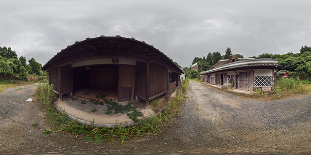 Workshop buildings at abandoned Fukuoka History Town 360° Panorama