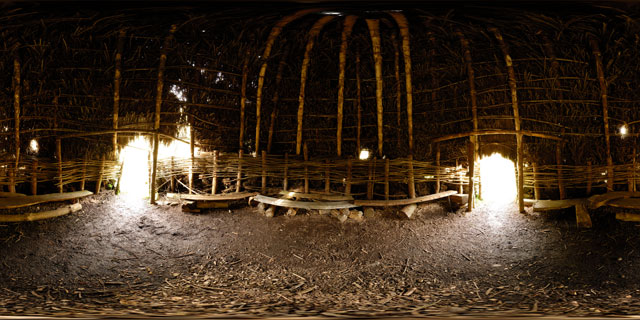 Bronze Age hut replica in the Abriachan Forest 360° Panorama