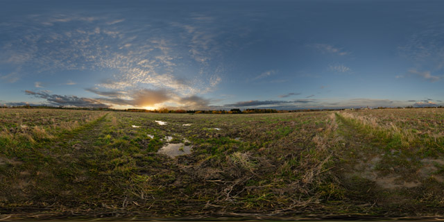 Farndon Fields at sunset 360° Panorama