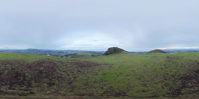 Gloomy morning in Holyrood Park 360° Panorama