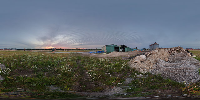 Pile of rubble at Farndon Fields 360° Panorama