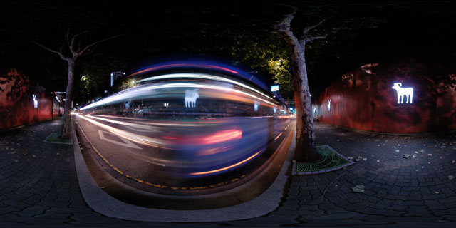 Seoul at night – Bus & 101 Pine Avenue development 360° Panorama