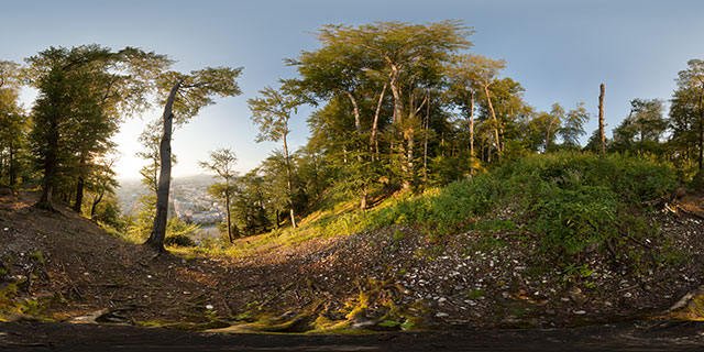 View over Neustadt from Kapuzinerberg at sunset 360° Panorama