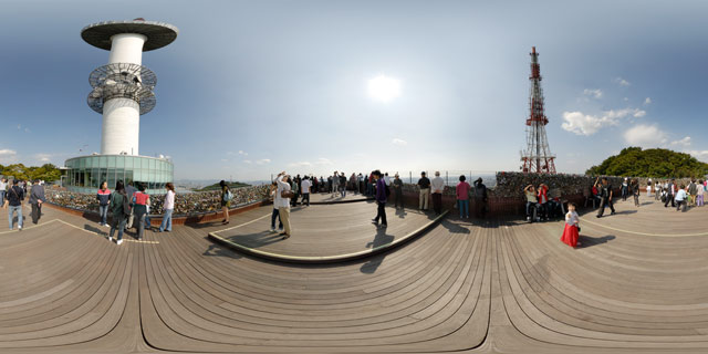 Viewing platform outside N Seoul Tower 360° Panorama